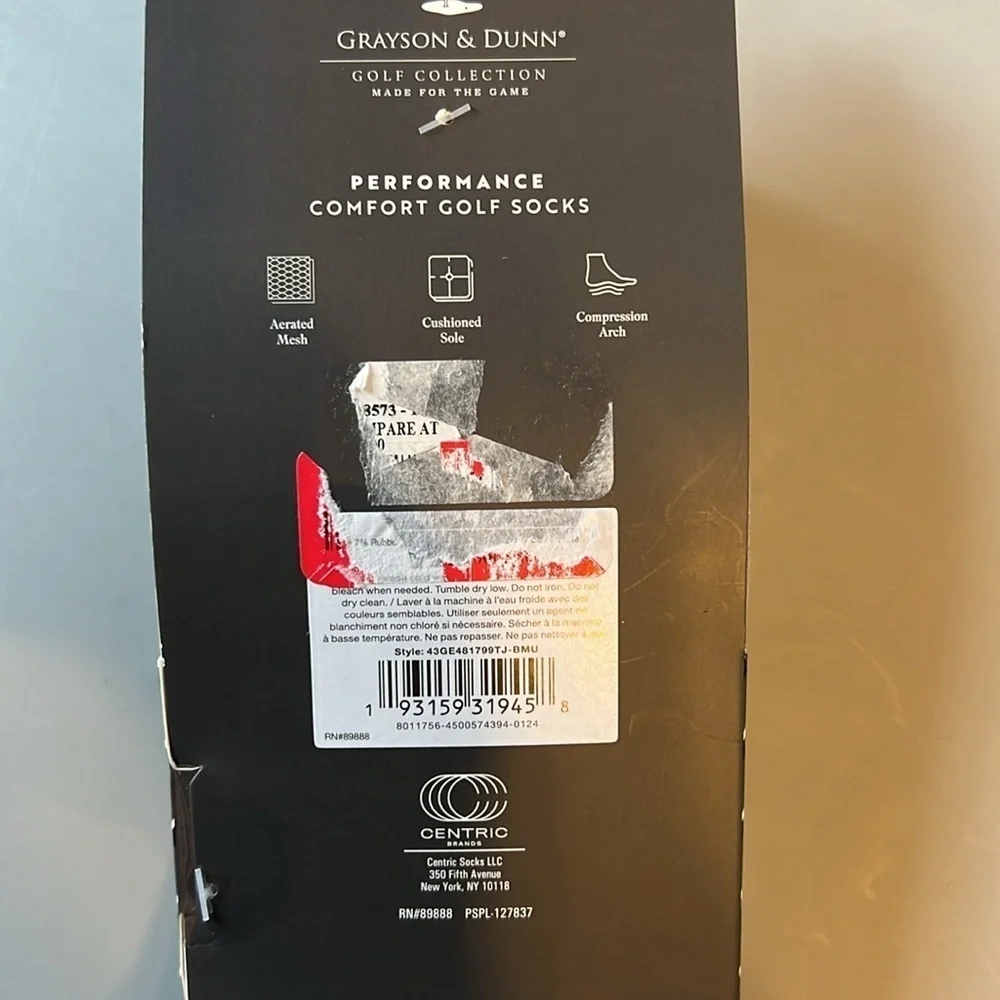 NWT Grayson & Dunn Golf Collection Performance Socks Unisex 3 Pairs